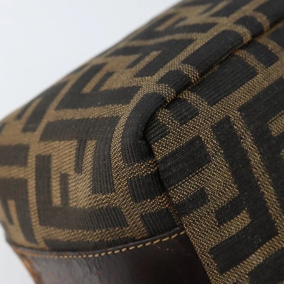 FENDI Zucca Canvas Vanity Hand Bag Black Brown Auth 150140 - Picture 3 of 16